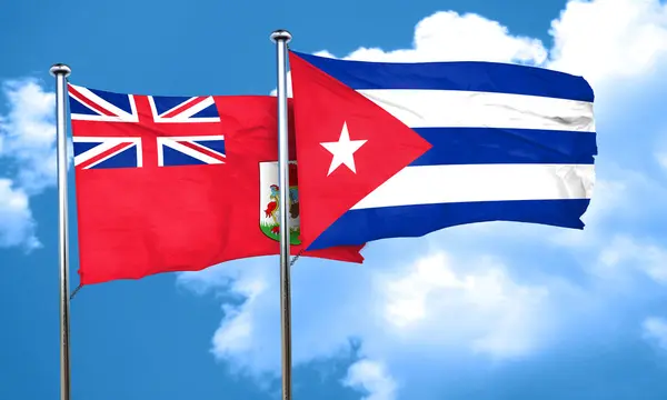 Флаг бермуд с кубинским флагом, 3D рендеринг — стоковое фото