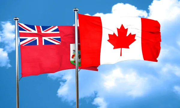Bandiera bermuda con bandiera Canada, rendering 3D — Foto Stock