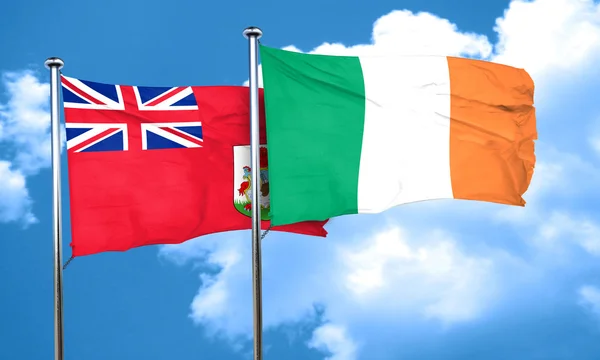 Bermuda-Flagge mit irischer Flagge, 3D-Darstellung — Stockfoto