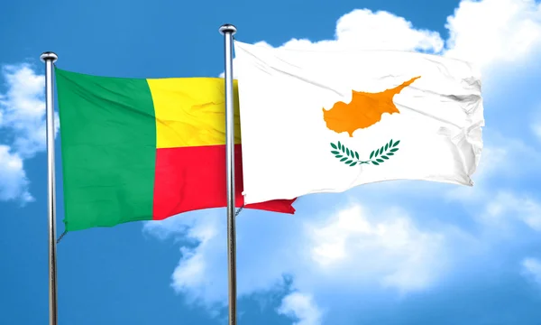 Benin flag with Cyprus flag, 3D rendering