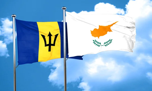 Bandera de Barbados con bandera de Chipre, representación 3D — Foto de Stock