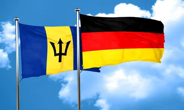 Barbados Flagge mit Deutschland Flagge, 3D Rendering — Stockfoto