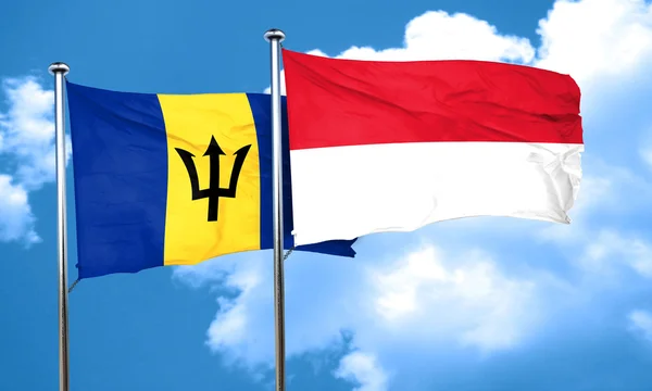 Barbados flag with Indonesia flag, 3D rendering