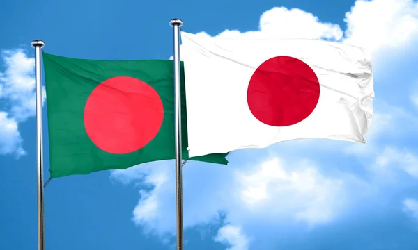 Bandiera Bangladesh con bandiera Giappone, rendering 3D — Foto Stock