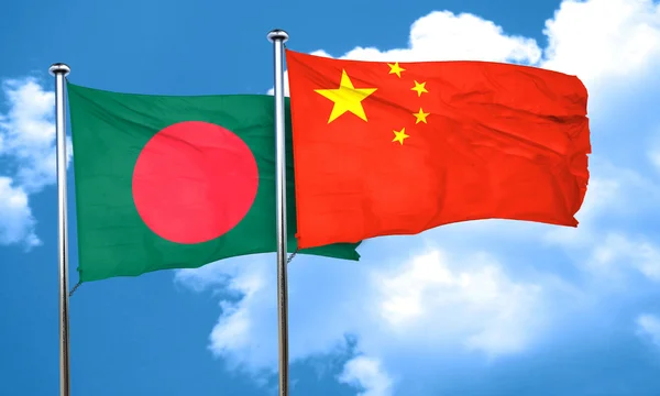 De vlag van Bangladesh vlag met China, 3D-rendering — Stockfoto