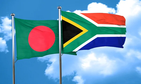 Bandiera Bangladesh con bandiera Sud Africa, rendering 3D — Foto Stock