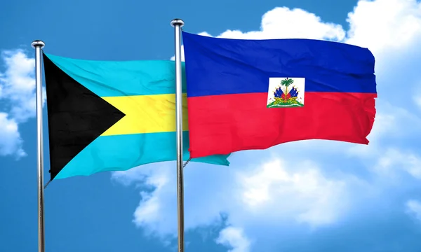 Bahamas flag with Haiti flag, 3D rendering — Stock Photo, Image
