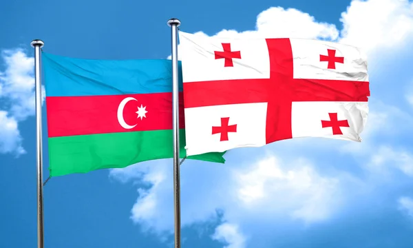 Azerbaycan bayrağı Georgia bayrak, 3d render ile — Stok fotoğraf