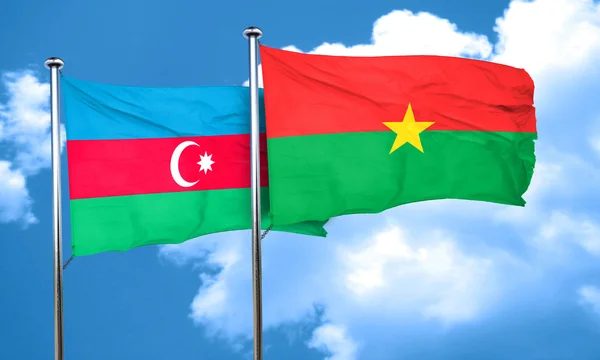 Bandeira do Azerbaijão com bandeira do Burkina Faso, renderização 3D — Fotografia de Stock