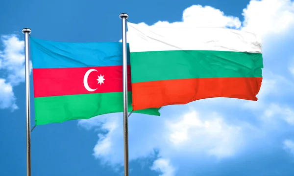 Bandeira do Azerbaijão com bandeira da Bulgária, renderização 3D — Fotografia de Stock