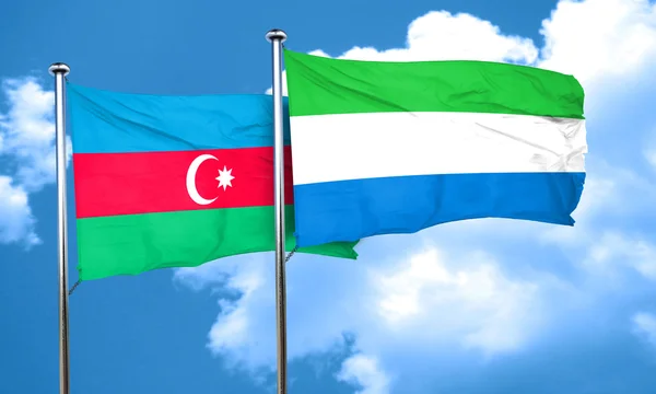 Sierra Leone bayrak, 3d render ile Azerbaycan bayrağı — Stok fotoğraf