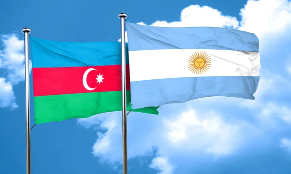 Azerbaycan bayrağı Arjantin bayrağı, 3d render ile — Stok fotoğraf