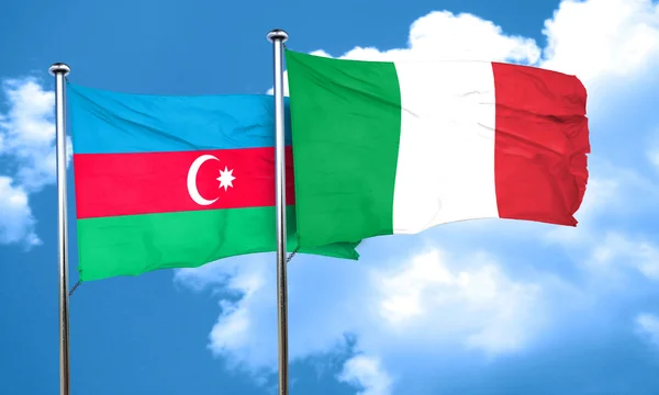Bandeira do Azerbaijão com bandeira da Itália, renderização 3D — Fotografia de Stock