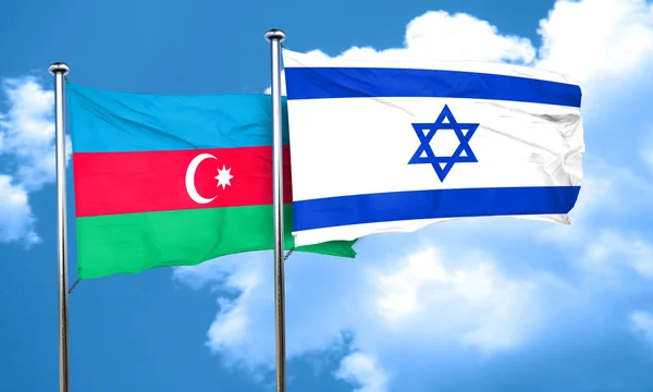 Bandeira do Azerbaijão com bandeira de Israel, renderização 3D — Fotografia de Stock