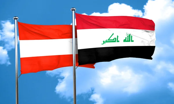Ausztria zászló Irak zászló, 3d-leképezés — Stock Fotó