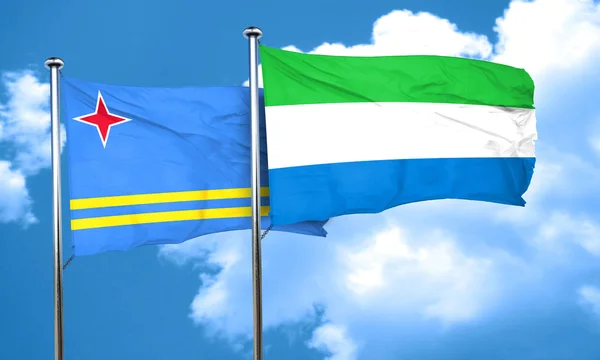 Aruba flag con bandera de Sierra Leona, representación 3D — Foto de Stock