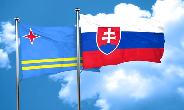 Aruba vlajka vlajka Slovenska, 3d vykreslování — Stock fotografie