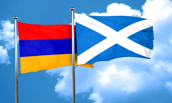 Σημαία της Αρμενίας με σημαία της Σκωτίας, 3d rendering — Φωτογραφία Αρχείου