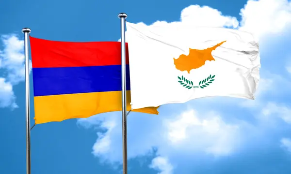 Σημαία της Αρμενίας με κυπριακή σημαία, 3d rendering — Φωτογραφία Αρχείου