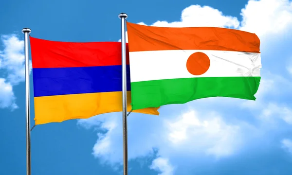 Σημαία της Αρμενίας με σημαία του Νίγηρα, 3d rendering — Φωτογραφία Αρχείου