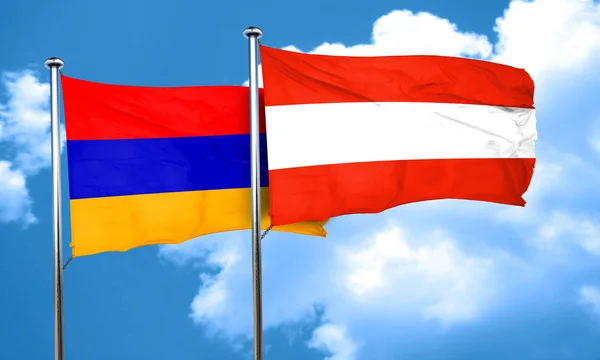 Σημαία της Αρμενίας με σημαία της Αυστρίας, 3d rendering — Φωτογραφία Αρχείου