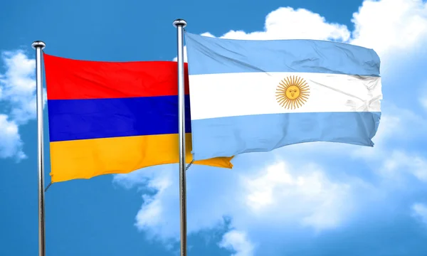Σημαία της Αρμενίας με της σημαίας της Αργεντινής, 3d rendering — Φωτογραφία Αρχείου