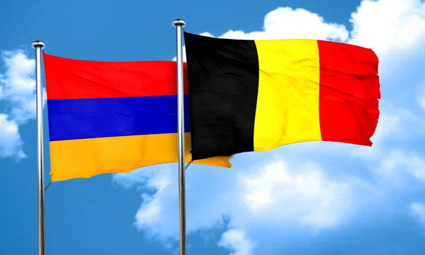 Σημαία της Αρμενίας με σημαία Βελγίου, 3d rendering — Φωτογραφία Αρχείου