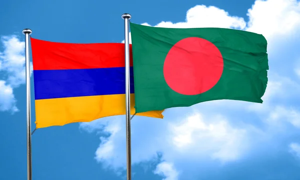 Drapeau de l'Arménie avec le drapeau du Bangladesh, rendu 3D — Photo
