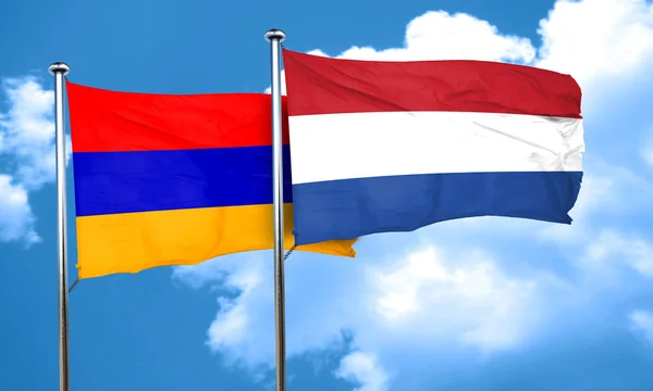 Armenia flag with Netherlands flag, 3D rendering — Stock Photo, Image