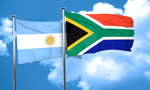 Bandeira da Argentina com bandeira da África do Sul, renderização 3D — Fotografia de Stock