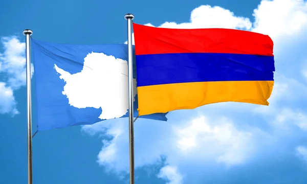 Ανταρκτική σημαία με τη σημαία της Αρμενίας, 3d rendering — Φωτογραφία Αρχείου
