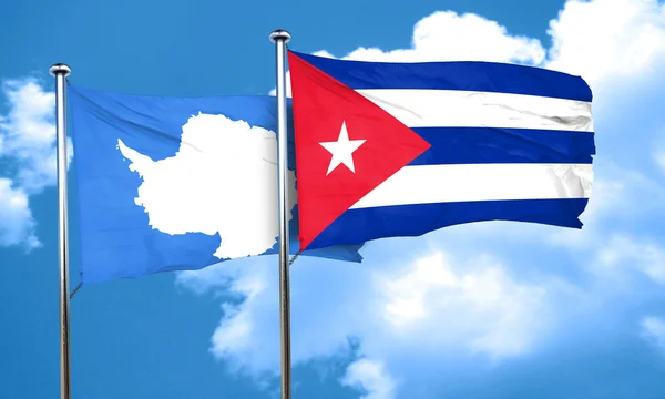 Antarctica flag with cuba flag, 3D rendering — Stock Photo, Image