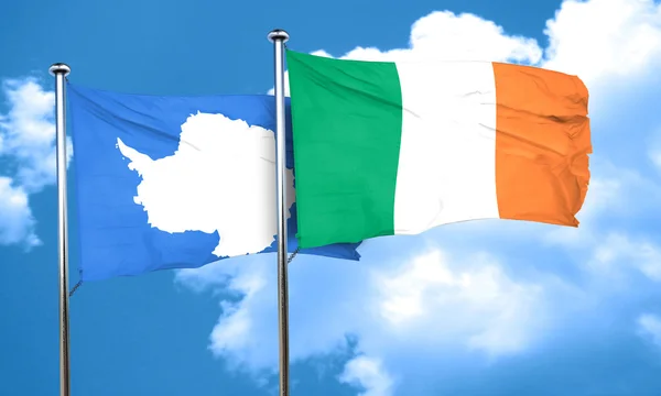 Antarktis-Flagge mit irischer Flagge, 3D-Darstellung — Stockfoto