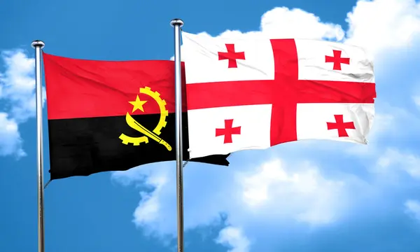 Bandera de Angola con bandera de Georgia, representación 3D —  Fotos de Stock