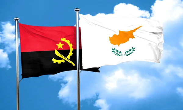 Angola flag with Cyprus flag, 3D rendering