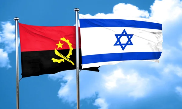 Bandiera Angola con bandiera Israele, rendering 3D — Foto Stock