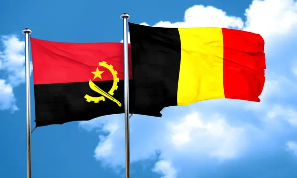 Flaga Angoli z Polska flaga, renderowania 3d — Zdjęcie stockowe