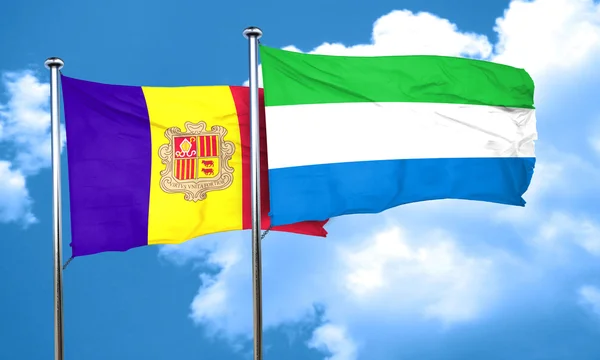 Bandera de Andorra con bandera de Sierra Leona, Renderizado 3D —  Fotos de Stock