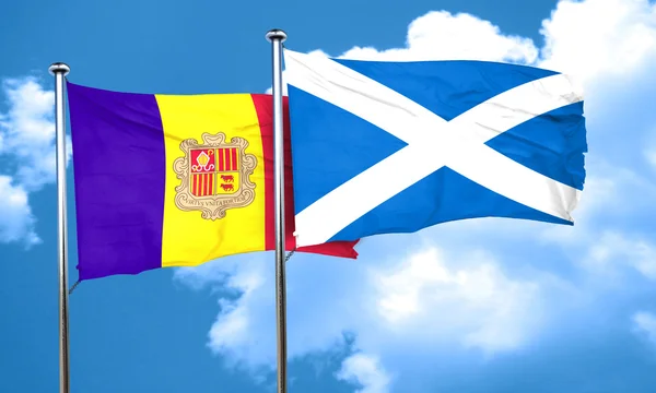 Andorra flagga med Skottland flagga, 3d-rendering — Stockfoto