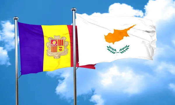 Andorra flag with Cyprus flag, 3D rendering