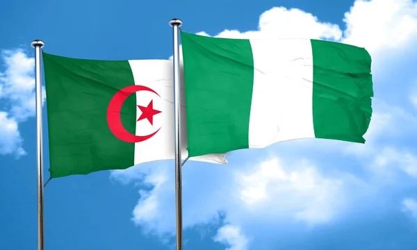 Algeria flag with Nigeria flag, 3D rendering — Stock Photo, Image