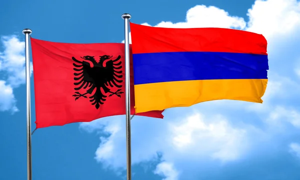 Σημαία της Αλβανίας με σημαία της Αρμενίας, 3d rendering — Φωτογραφία Αρχείου