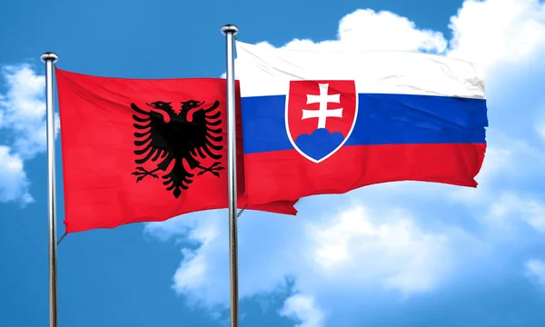 阿尔巴尼亚国旗与斯洛伐克国旗，3d 渲染 — 图库照片