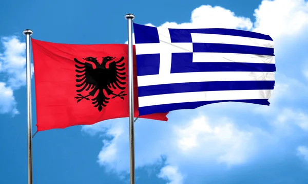 Σημαία της Αλβανίας με την Ελλάδα σημαία, 3d rendering — Φωτογραφία Αρχείου