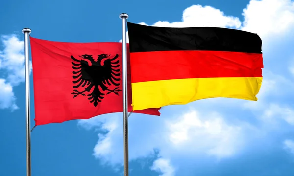 Bandiera Albania con bandiera Germania, rendering 3D — Foto Stock