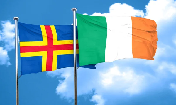 Aland Inseln mit irischer Flagge, 3D-Darstellung — Stockfoto