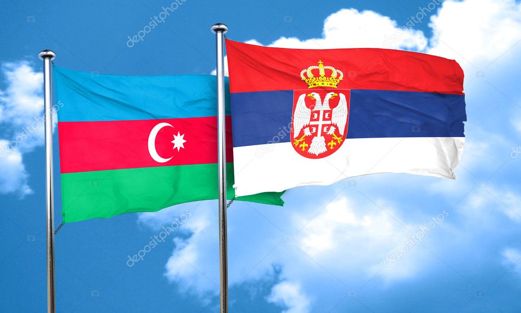 アゼルバイジャンの旗セルビアの国旗 3 D レンダリング ストック写真 C Ellandar