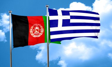 Yunanistan bayrağı, 3d render ile Afganistan bayrağı