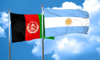 Arjantin bayrağı, 3d render ile Afganistan bayrağı