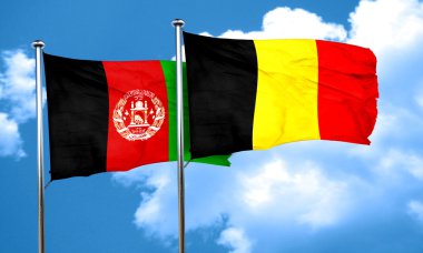 Belçika bayrağı, 3d render ile Afganistan bayrağı